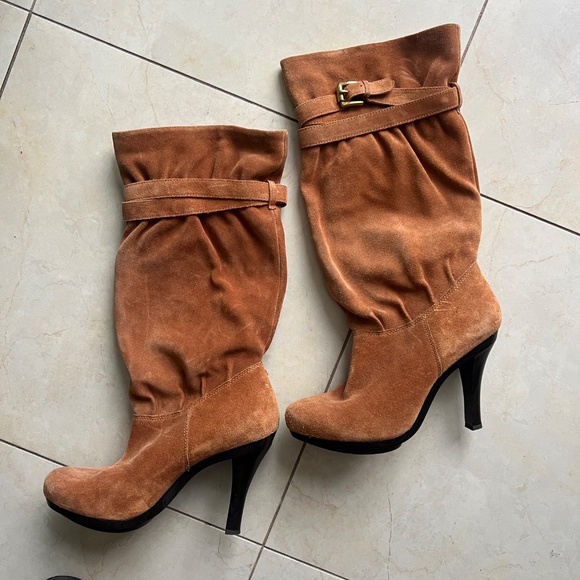MK Burnt Cinnamon Suede Slouch Boots - Picture 4 of 11